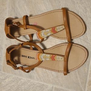 Cute sandals peach yellow pink white